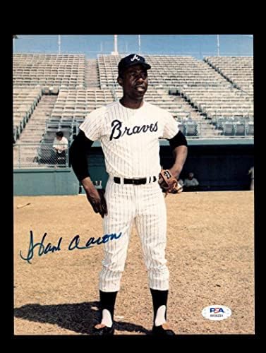 Hank Aaron PSA DNA חתום 8x10 Braves Autography - תמונות MLB עם חתימה