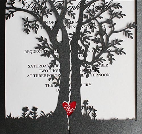 הזמנות לחתונה שחורה, הזמנות לעץ, כרטיסי הזמנה לחתונה של לב אדום
