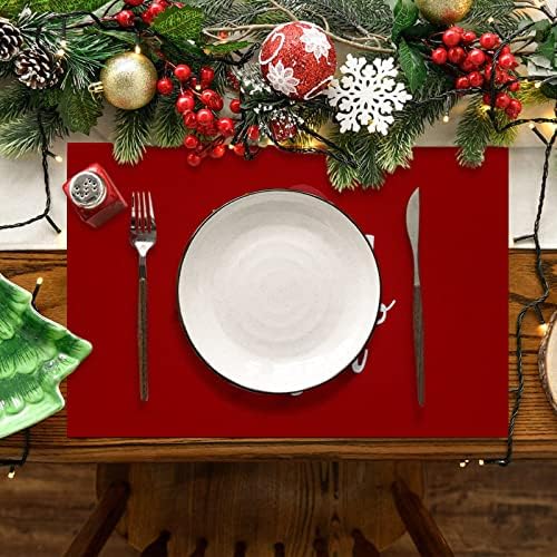 מחצלת שולחן מעגלית קטנה אדומה לחג המולד פיקסמטים לשולחן אוכל 32 x 21 סמ חורף עונתי חג המולד של שלג