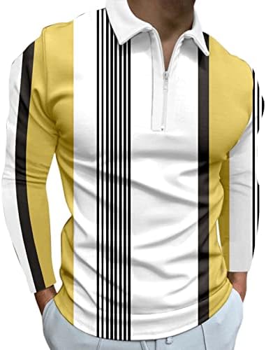 חולצות פולו גולף לגברים בגברים XXBR, עבודת אופנה משובצת שרירים משובצת משובצת פסים רגילים עם צווארון