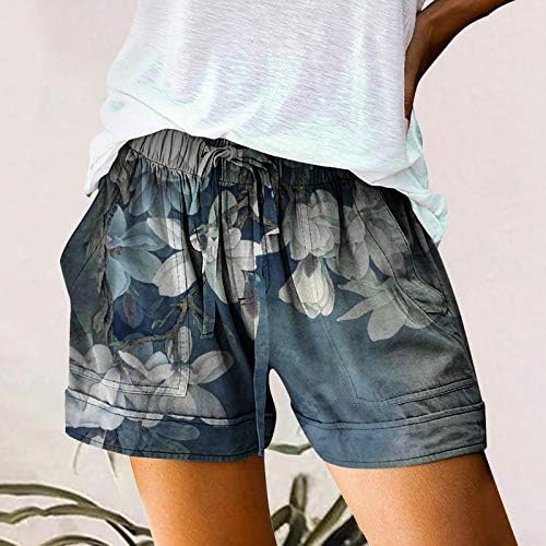 מכנסי קיץ לנשים בקיץ פלוס כיסים מודפסים ספורט מזדמן רופף קז'ואציה קצרה אופנה קצרה מכנסיים חמים מכנסיים