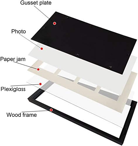 ADECO 4 פתחים דקורטיביים קיר עץ שחור תולה קולאז 'מסגרת תמונה עם מחצלת לבנה - מיועדת כדי להציג ארבע תמונות