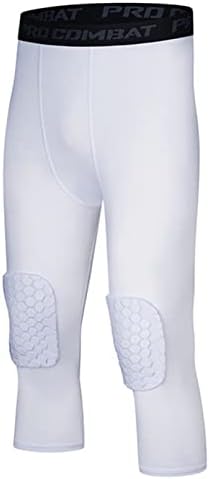 Tiaobug Mens 3/4 חותלות שוער מרופדות מכנסי שוער כדורגל דחיסת כדורסל מכנסיים קפרי מכנסיים