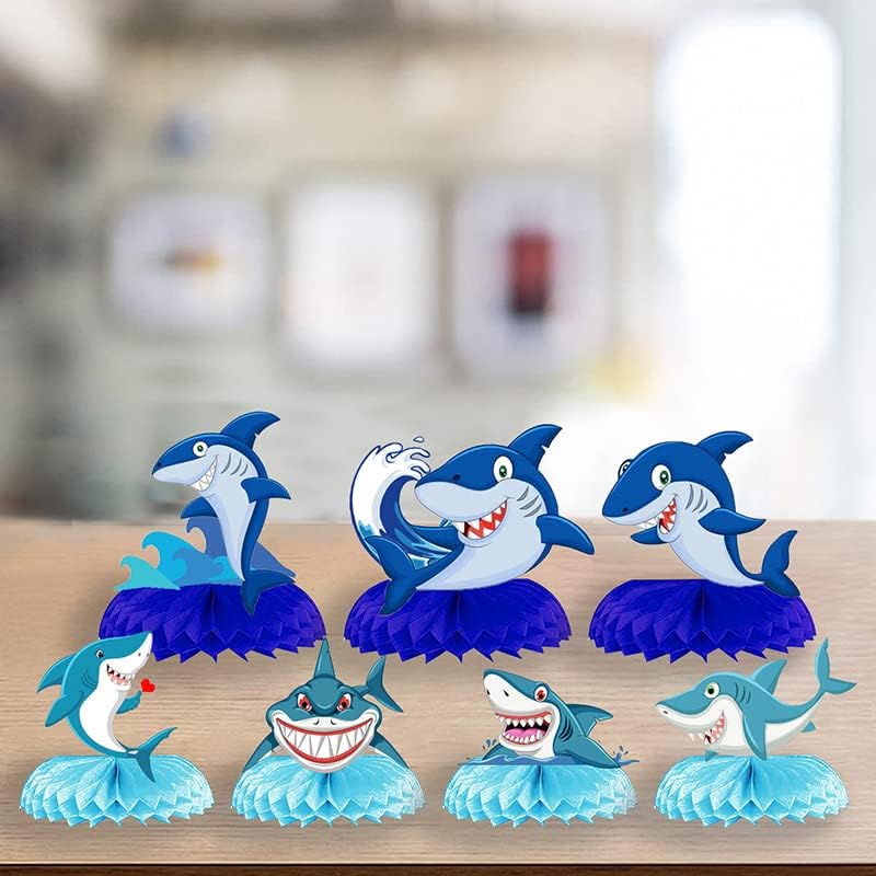 Insolkidon 9 יחידות כריש אוקיינוס ​​נושא חלת דבש מרכזיות קישוט שולחן קישוט קישוט קישוט ליום הולדת ציוד, מתנה