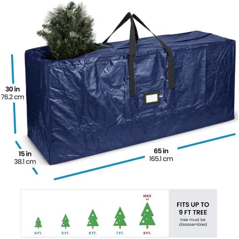 שקית אחסון עץ חג המולד של זובר-קופסת אחסון עץ חג המולד פתוחה, עמידה למים לעצים מפורקים עד 9 רגל עם ידיות