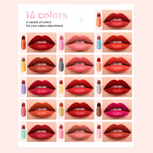 16 יחידות מיני שפתון סט שפתונים 16 צבעים קטיפה עמיד למים ארוך ללבוש כמוסה שפתונים גבירותיי שפתון סט קוריאני