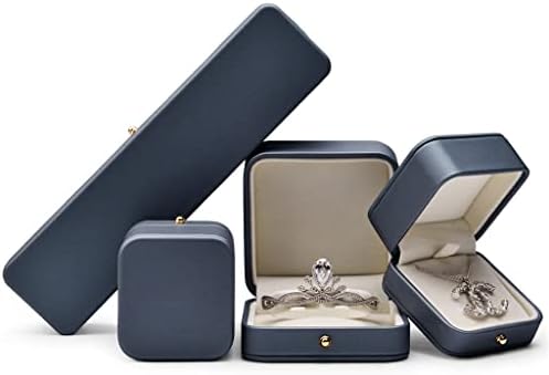 עבה כחול-אפור תכשיטי תיבת טבעת שרשרת צמיד תכשיטי אחסון אריזת מתנה מתאים להצעת נישואים חתונה