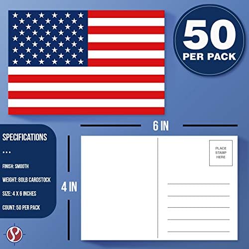 4 איקס 6 ריק ארה ב דואר כרטיס, פטריוטי אמריקאי דגל גלויות, יולי 4-אין מעטפות צורך / 80 ק ג לבן