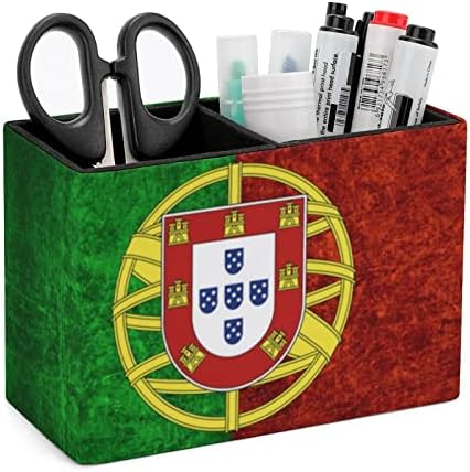 בציר פורטוגזית דגל עור מפוצל עיפרון מחזיקי תכליתי עט כוס מיכל דפוס מארגן שולחן עבור משרד בית