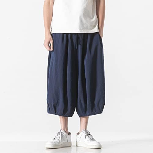 מכנסיים קצרים של Miashui לגברים קיץ מזדמן קיץ קליל כותנה רופפת מזדמנת מכנסיים הרם רגל רחבים שמונה