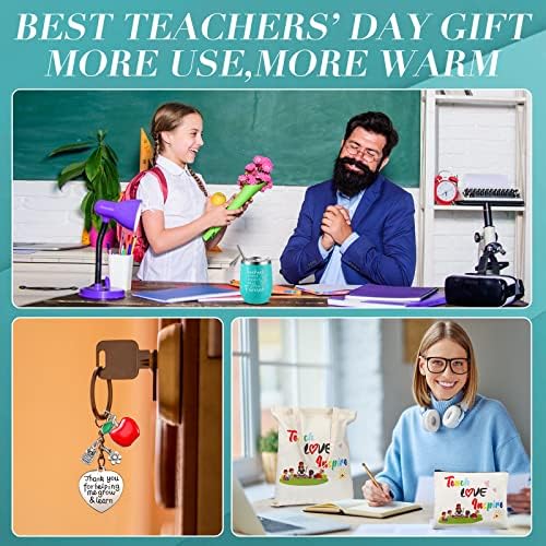 הילבן 4 יחידות ערכת מתנות להערכה למורה כולל מחזיק מפתחות למורה איפור תיק קוסמטי תיק מורה 12 עוז כוס נירוסטה