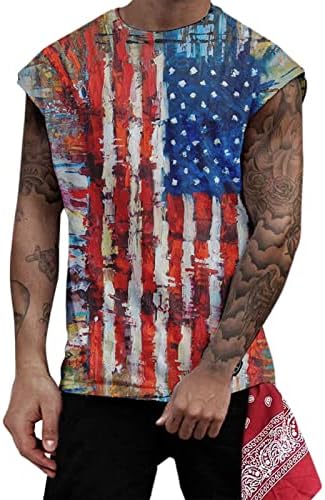 BMISEGM Summer Mens Mens חולצת שמלות יום עצמאות 3D תלת מימד סוודר מודפס גופיית טנק ספורט מזדמן גופיות גברים