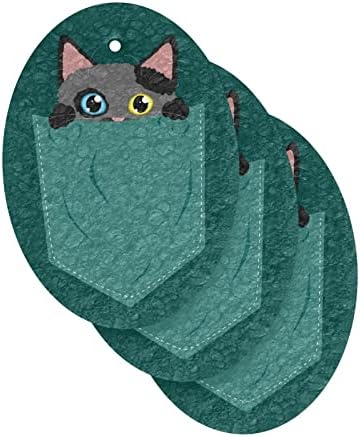 אלזה חתול קיטי חמוד שמציץ מכיס ספוג טבעי ספוגי מטבח תאית ספוגי תאית למנות שטיפת אמבטיה וניקוי ביתי, שאינו סקרט