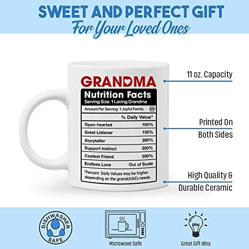 ווסמין סבתא ספלי קפה מתנות לננה מנכדים-עובדות תזונה של סבתא כוס ננה-סט מתנה נהדר לחג המולד, חג המולד, יום