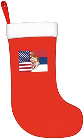 דגל אמריקאי ודגל סרבי גרבי חג המולד, מתנות למסיבת חג חג המולד לקישוטים לחג משפחתי 18 אינץ '