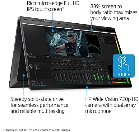HP Envy x360 2-in-1 מחשב נייד עסקי להמרה, מסך מגע 15.6 אינץ