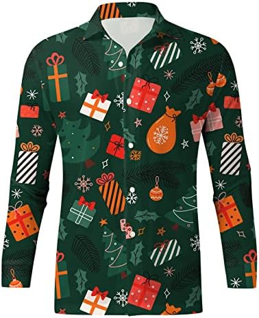 חולצות חג המולד של ווקאצ'י לגברים הדפס חג המולד צבעוני טרנדי חולצת טריקו שרוול ארוך