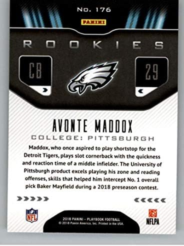 2018 Panini Playbook 176 Avonte Maddox Rookie RC טירון פילדלפיה נשרים NFL כרטיס מסחר בכדורגל