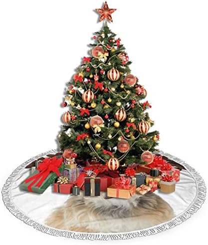 כובע חג המולד לכלבים חצאית עץ חג המולד, מחצלת חצאית עץ חג המולד עם ציצית לעיצוב מסיבת חתונה לחג 48