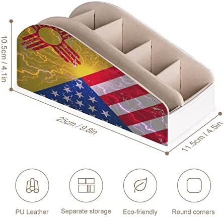 ניו מקסיקו דגל אמריקאי מחזיק בשלט רחוק קופסת מארגן עור PU עם 6 תאים קופסת אחסון לחדר שינה בסלון
