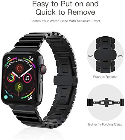 רצועת שעון תפוחים OITTM, Apple Watch נירוסטה רצועת החלפת מתכת קלאסית רצועת כף היד Apple Iwatch עם אבזם מתקפל