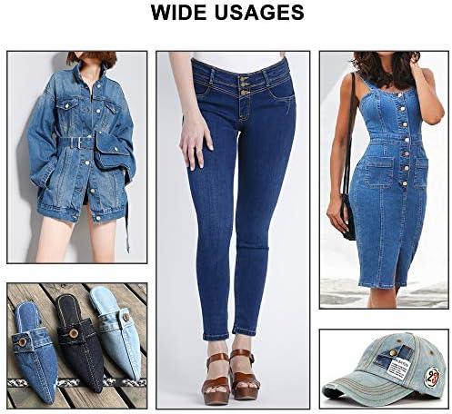 כפתורי החלפה של Cthouse 17 ממ לג'ינס, 15 סטים ללא תפירה של כפתורי ג'ינס מתכת נשלפים עם ערכות תיקון עם מברגים