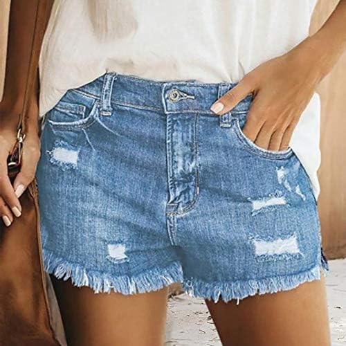מכנסיים קצרים של נשים אמצע עלייה מכנסיים קצרים מכנסי קיץ מכנסי קיץ ג'ינס סקסי מותניים גבוה