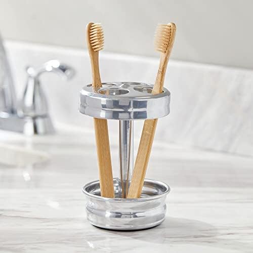 סט אביזרי משטח של חדר אמבטיה של MDesign Metal Steam - כולל מתקן סבון הניתן למילוי, מעמד מברשת שיניים