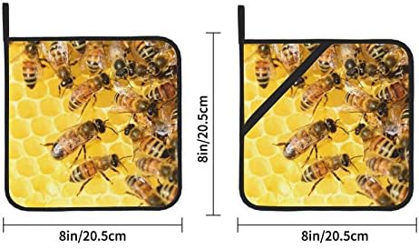דבורי דבש דבורי דבש דבורי דבש דבורי דבורי דבורים מחזיקי סיר עם כיסים לולאות פוטולדר עמידות בפני חום 2 מערכות