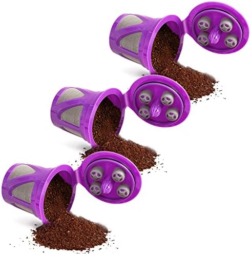 לשימוש חוזר כוסות K כוסות קפה ניתנות למילוי מחדש תרמילי תואם ל- K Supreme ו- K Supreme Plus Makers, סגול, 3