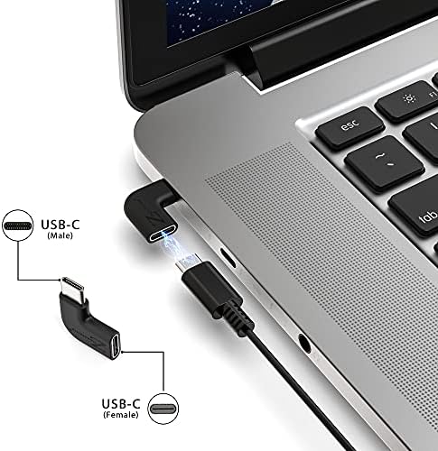 סלולריזציה של זווית ימנית USB C מתאם USB C 90 מעלות מתאם 40 ג'יגה -ביט לשנייה פרופיל נמוך זכר לנקבה מאריך 100W