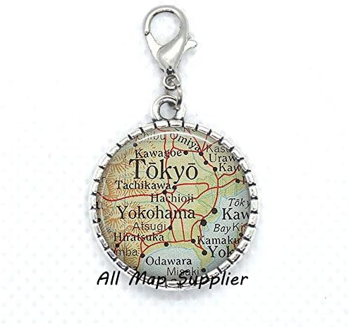 Allmapsupplier אופנה רוכסן משוך טוקיו מפת אבזם לובסטר, משיכת רוכסן מפה של טוקיו, תכשיטי מפה, רוכסן טוקיו