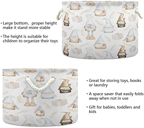 קגיגאי כותנה סל סל גמדי חג המולד סל אחסון גדול לסל כביסה לתינוקות של צעצועים לחדר ילדים, ארון, חדר שינה,