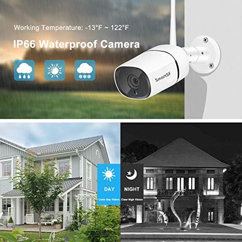 מצלמת אבטחה של SmartSF חיצונית, מצלמת אבטחה ביתית של 2K/3MP עם שמע דו כיווני, IP66 אטום למים, צפייה