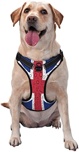 רתמת כלבים דגל בריטי בריטניה חיית מחמד חיית מחמד מתכווננת רתמות גדולות
