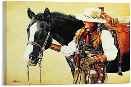 בציר כרזות מערבי קאובוי וסוס אמנות כרזות בעלי החיים כרזות בד ציור קיר אמנות פוסטר לחדר שינה סלון דקור 24