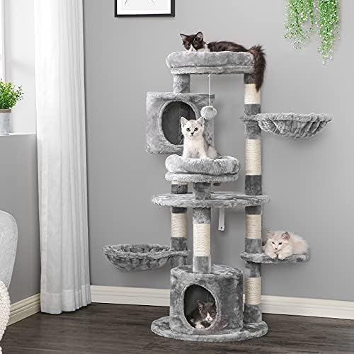 עץ חתול מקסים מגדל חתול עגול עם עמודי גירוד דירת חתול בית משחק לחיות מחמד סל נעים מרכז פעילות מוט