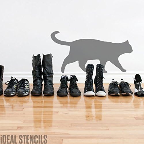 חתול צללית סטנסיל, בית תפאורה אמנות קרפט סטנסיל, לשימוש חוזר מיילר סטנסיל עבור ציור קירות, רצפות,