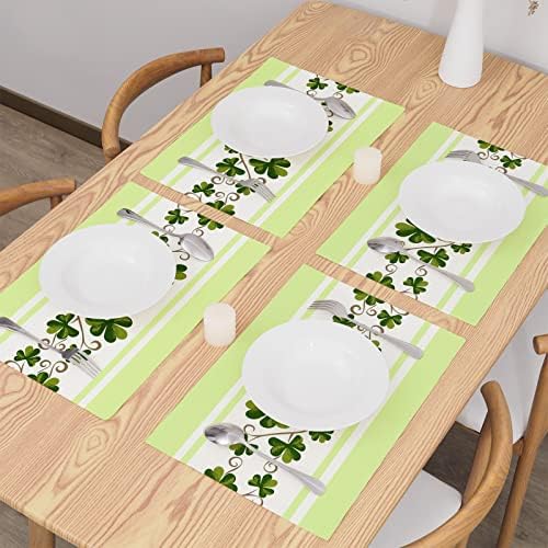 סנט פטריק שמרוק מפיות סט של 4 ירוק שולחן מקום מחצלות לחג אוכל שולחן מקורה קישוטי 12 על 18 סנטימטרים