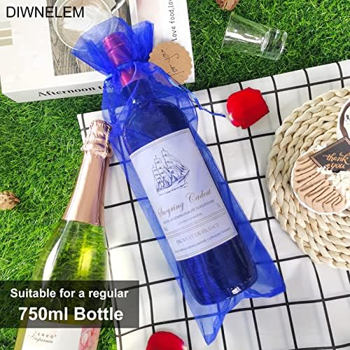 דיווינלם 30 חבילה אורגנזה יין בקבוק שקיות אורגנזה יין מתנת שקיות עם שרוך יין גלישת שקיות עבור יום הולדת,חתונה,תינוק