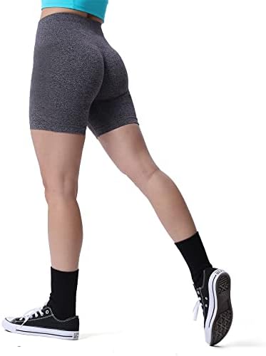 מכנסיים קצרים חלקים של Aoxjox קווי מתאר לנשים מכנסיים קצרים של אימון מותניים גבוהים מכנסי כושר מכנסיים קצרים