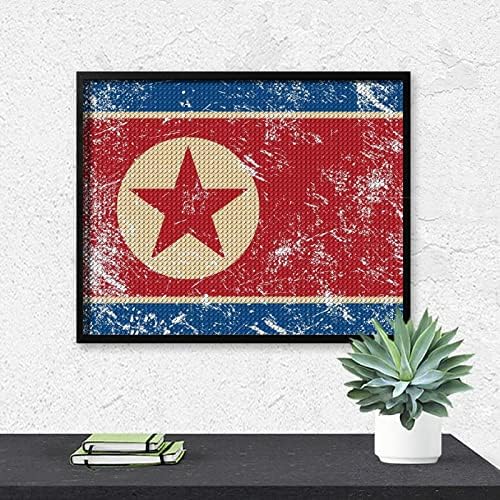 צפון קוריאה רטרו דגל ערכות ציור יהלומים ערכות 5D DIY מקדחה מלאה של אמנויות ריינסטון עיצוב קיר למבוגרים