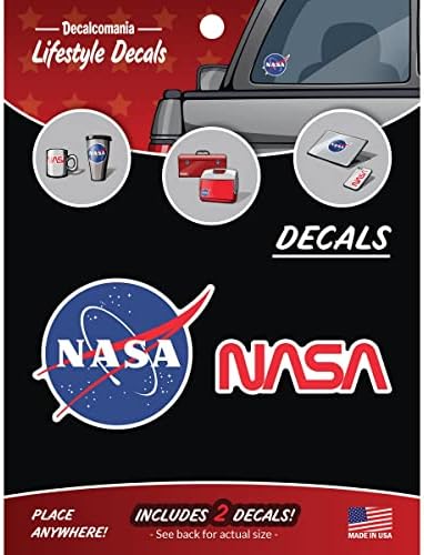מדבקות נאסא - סט של 2 מדבקות של נאסא לרכבים, כוס, מחשב נייד, בקבוק מים - רשמי מורשה לוגו מדבקה מדבקה