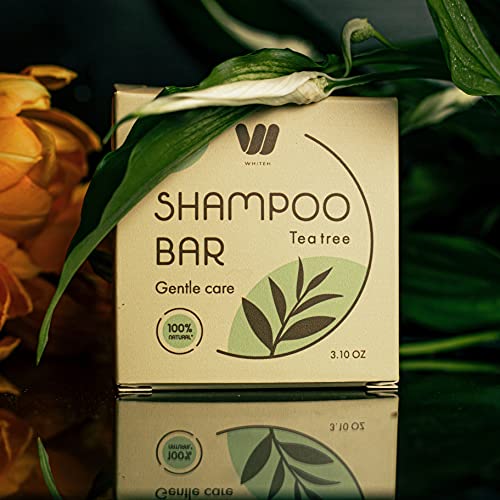 בר שמפו מוצק ידידותי לסביבה לכל סוגי השיער, עץ התה - שמפו טבעי בר -קיימא, פלאי פלסטי, pH מאוזן, טבעוני,