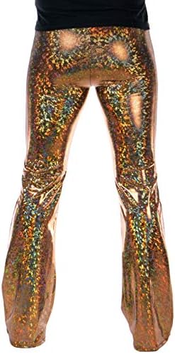 בגדי פסטיבל אופנה / פונסטיגטורים לאקדח: מכנסי דיסקו מתרחבים הולוגרפיים לגברים-תוצרת ארצות הברית
