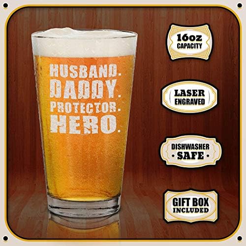 בעל אבא מגן גיבור חקוק בירה ליטר זכוכית מתנה לבעל זכוכית