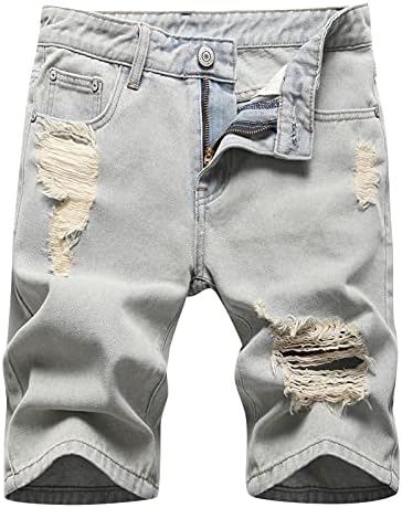 מיאשוי מודרני בכושר דק בתוספת גודל מכנסיים קצרים מזדמנים גברים במצוקה רטרו ג ' ינס גברים מכנסיים
