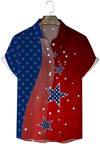 אמריקאי דגל חולצות לגברים כפתור עד, פטריוטית חולצות לגברים-4 ביולי קצר שרוול אמריקאי דגל חג חולצה
