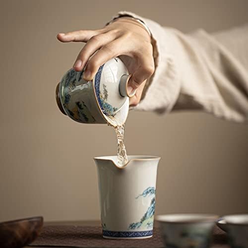 Weershun עתיק גאיוואן לתה קרמיקה נוף טורין עם מכסה תוכו תה כוס סינית תה קרמוני קערה חנות צ'וואן לילי דנג