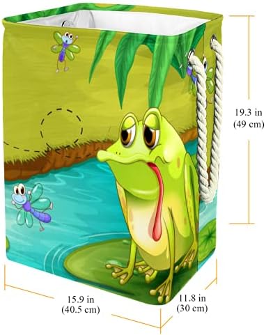 דייה עמיד למים סלי כביסה גבוה חסון מתקפל את עצוב צפרדע בבריכה הדפסת סל למבוגרים ילדים בני נוער בנות